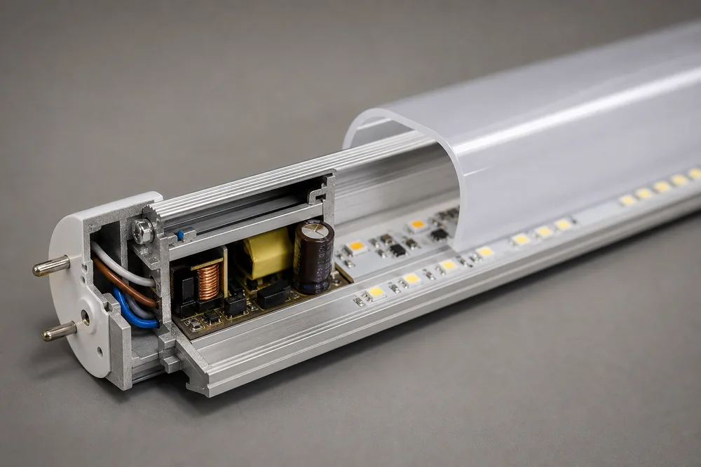 半分アルミニウム、半分​​プラスチックの T12 LED チューブ ハウジングを選ぶ理由?